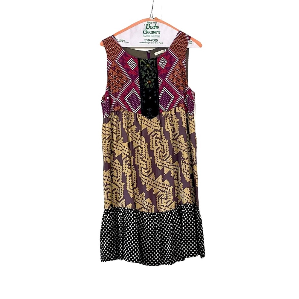 Whitley Boutique Silk Colorful Print Dress Medium
